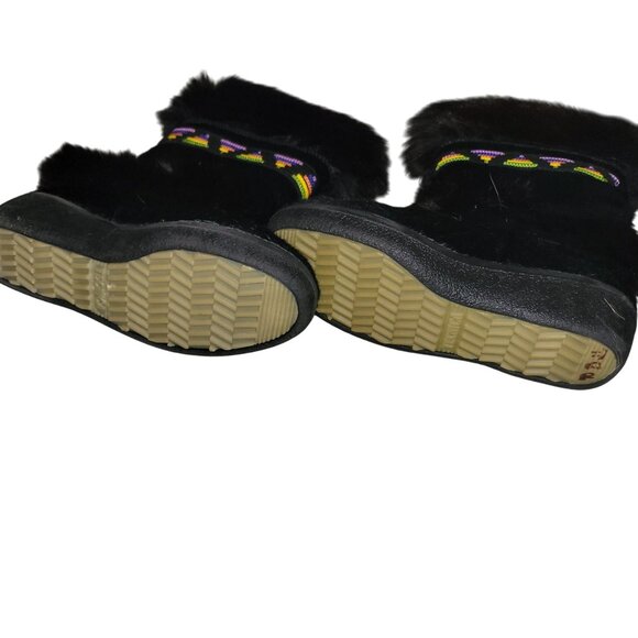 Tecnica Womens Scandia Black Fur-Lined Winter Boots Colorful Embroidery 37 6,5 U - Picture 3 of 8
